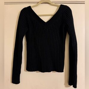 Forenza Black V-Neck Ribbed Sweater
